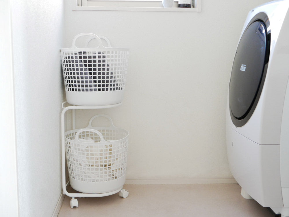 <like-it/ライクイット>ランドリーバスケット 2段 ホワイト