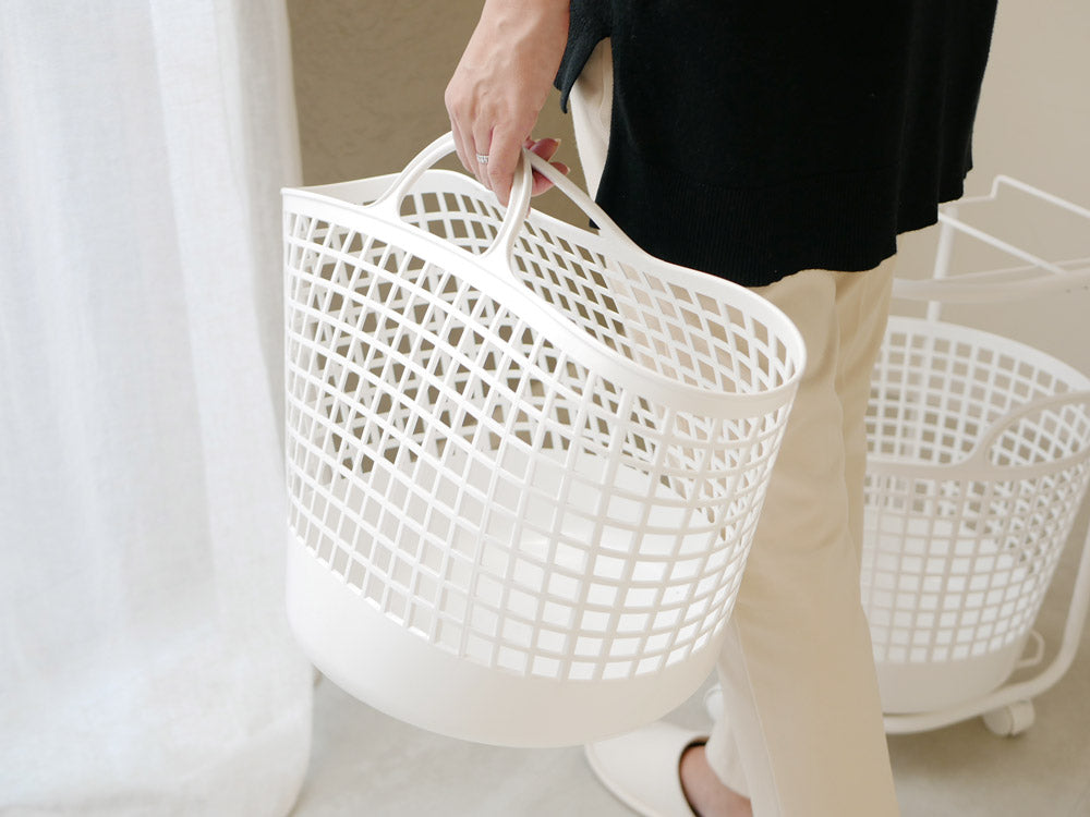 <like-it/ライクイット>ランドリーバスケット 2段 ホワイト