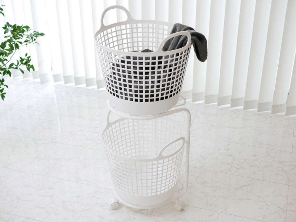 <like-it/ライクイット>ランドリーバスケット 2段 ホワイト