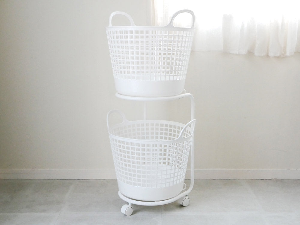 <like-it/ライクイット>ランドリーバスケット 2段 ホワイト