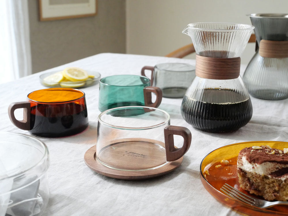 ＜adepeche/アデペシュ＞ガラス×ウォールナットのカップ/カラフェnoon collection　