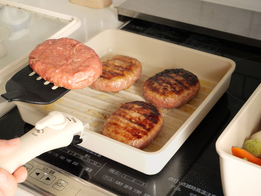 ＜TRUECOOK/トゥルークック＞コンパクトに収納できる四角いフライパンセット