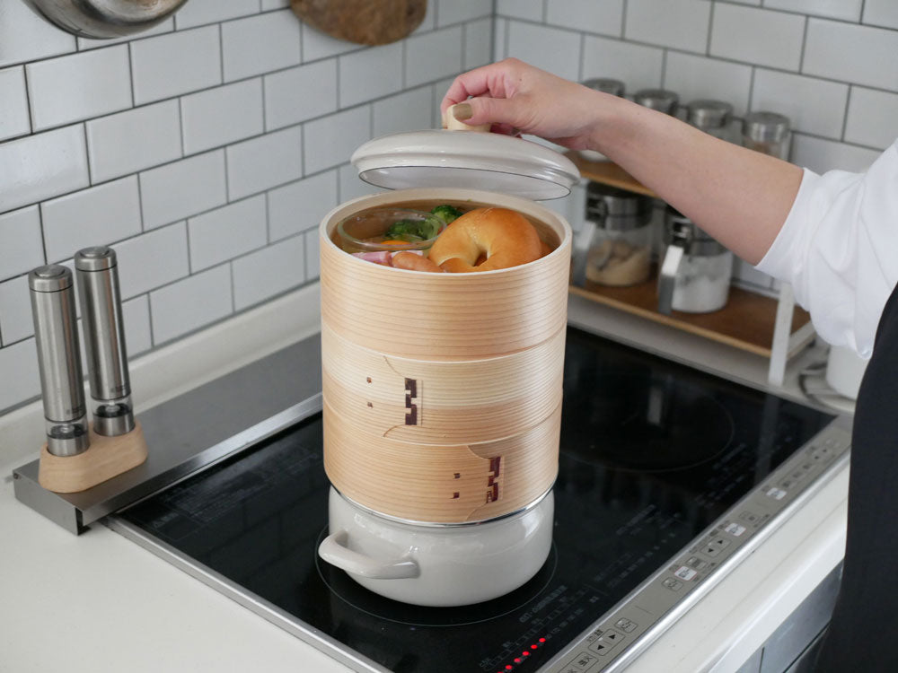 ＜富士ホーロー＞せいろ付きホーロー鍋 18cm
