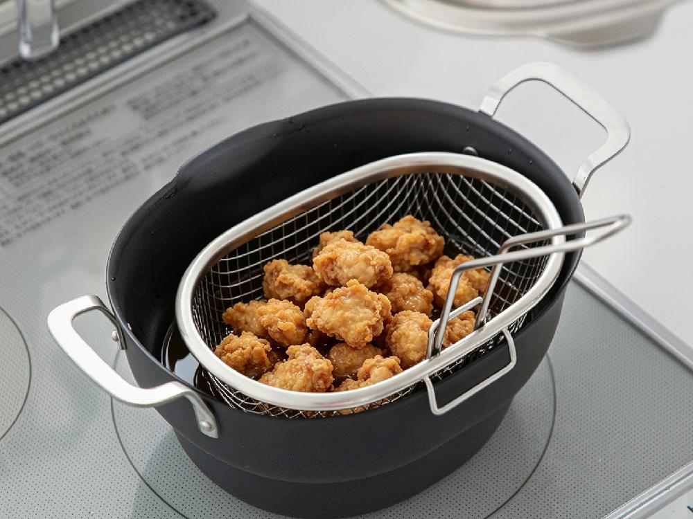 ＜SHIMOYAMA/シモヤマ＞コンパクトに収納できる揚げ物鍋セット