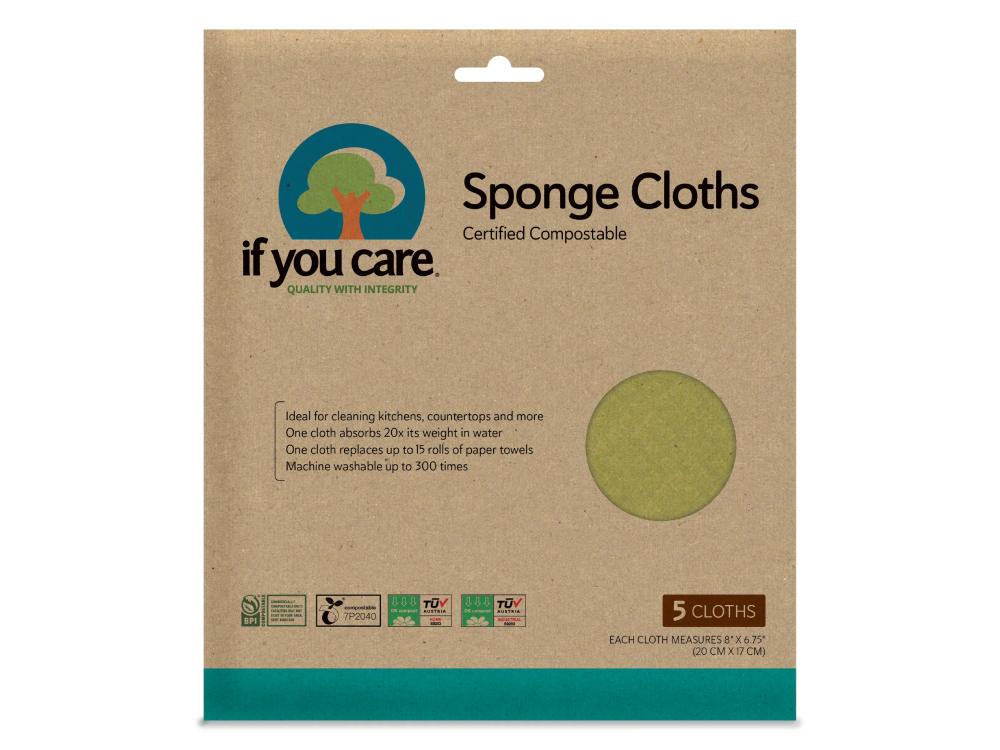 ＜if you care/イフユーケア＞コンポスト&USDAバイオベース認証 100%ナチュラル高吸水スポンジクロス（5枚入）