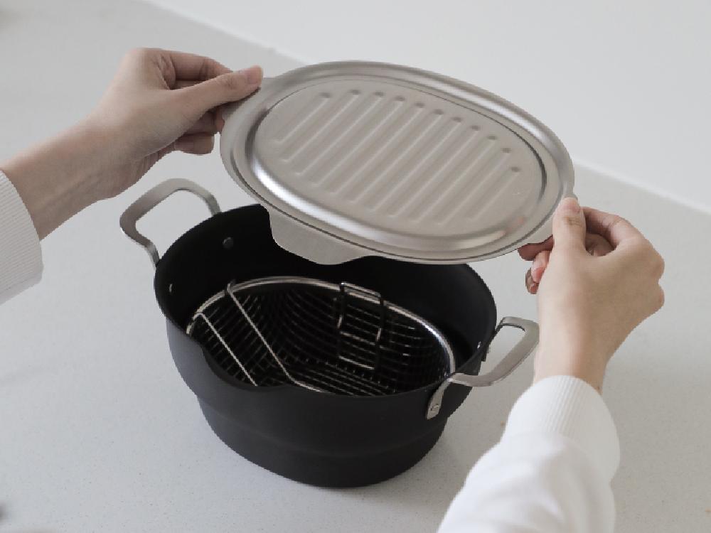 ＜SHIMOYAMA/シモヤマ＞コンパクトに収納できる揚げ物鍋セット