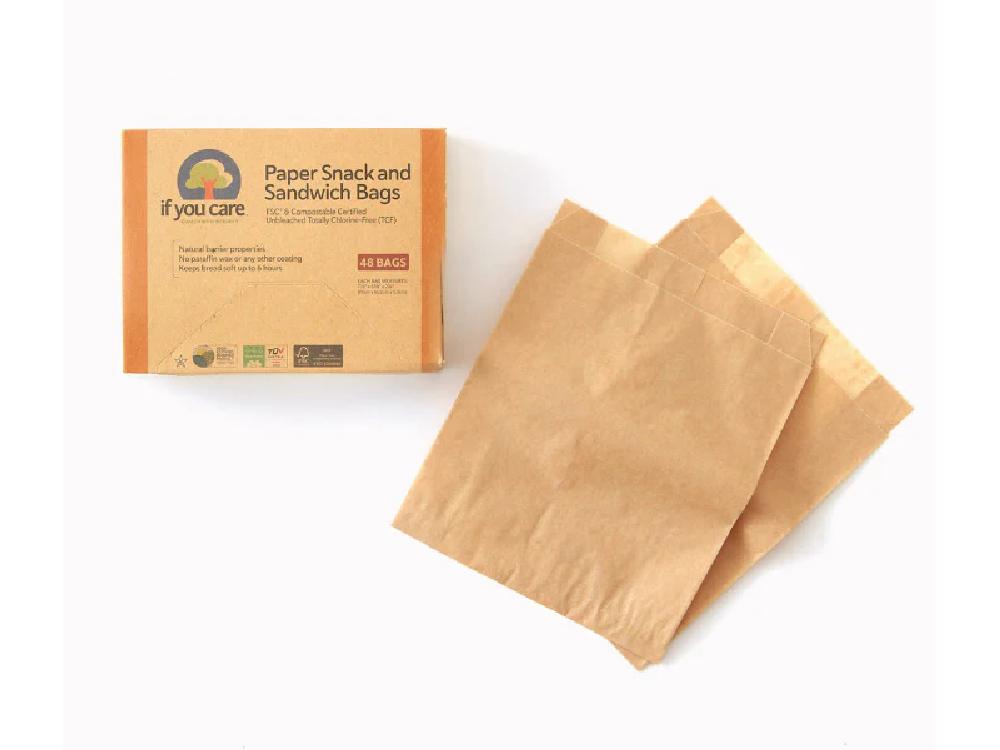 ＜if you care/イフユーケア＞FSC＆コンポスト認証　無漂白スナック＆サンドイッチバッグ（48枚入り)