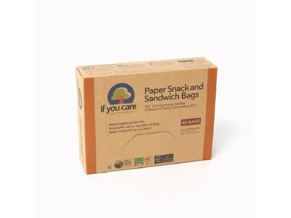 ＜if you care/イフユーケア＞FSC＆コンポスト認証　無漂白スナック＆サンドイッチバッグ（48枚入り)