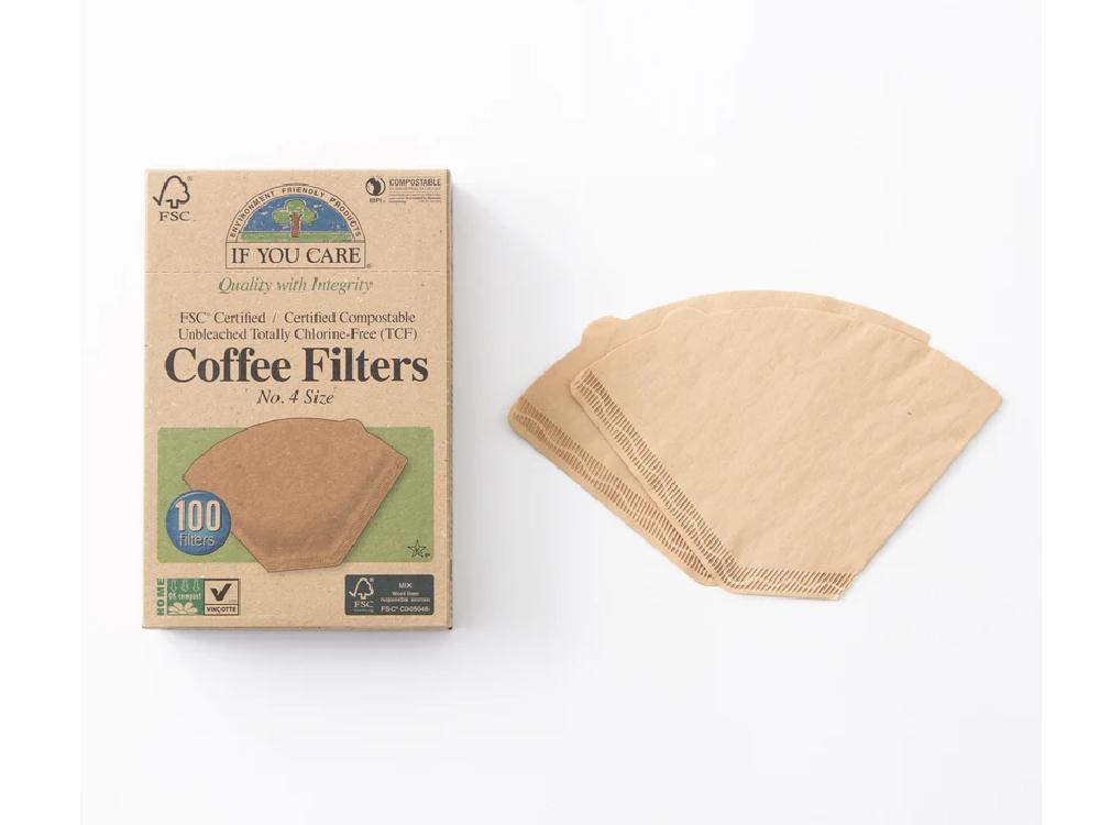 ＜if you care/イフユーケア＞FSC＆コンポスト認証 無漂白コーヒーフィルター No.4サイズ（1～4杯用） 100枚入り