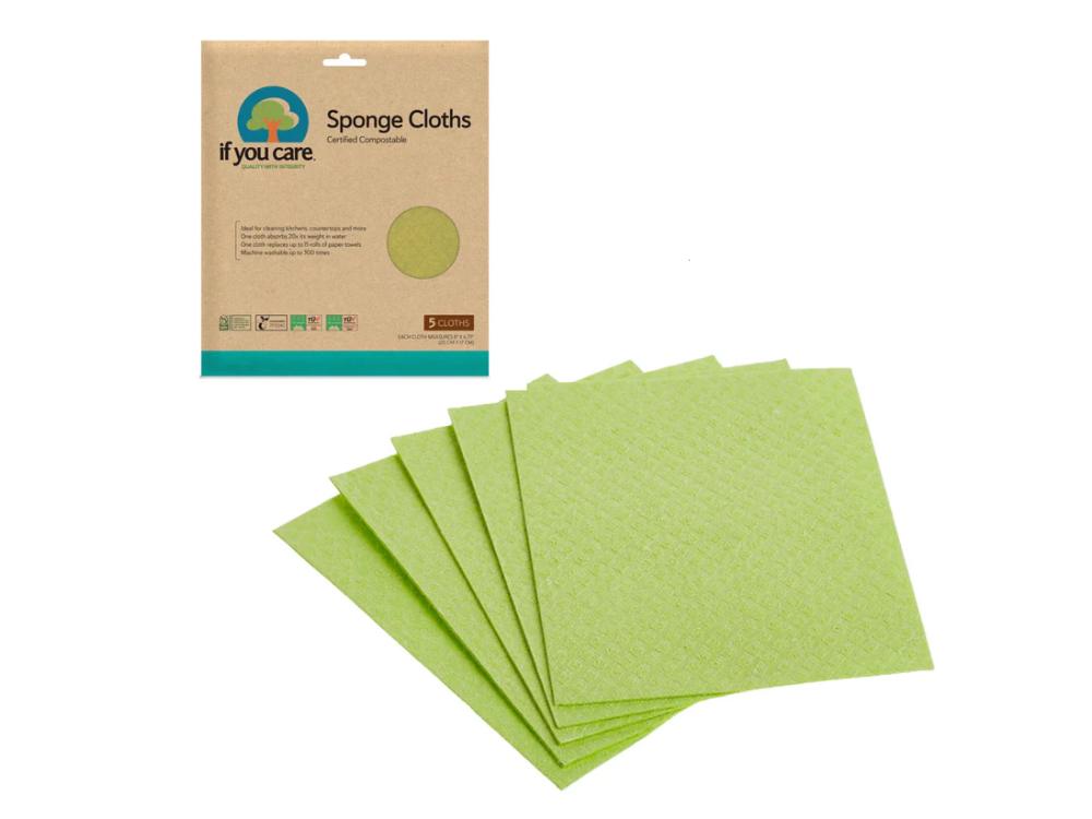 ＜if you care/イフユーケア＞コンポスト&USDAバイオベース認証 100%ナチュラル高吸水スポンジクロス（5枚入）